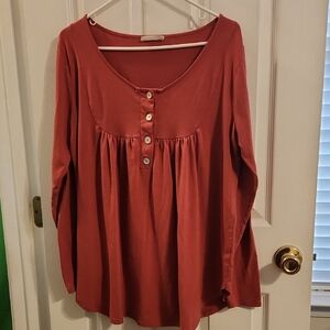 Zenana Long Sleeve Top with Button Detail